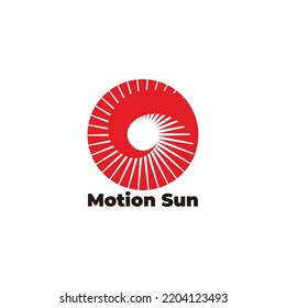 swirl motion red sun geometric logo vector 