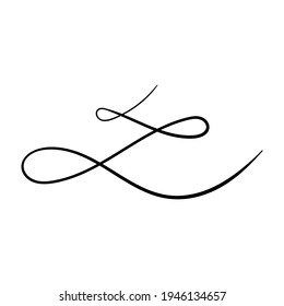 Swirl ornament stroke hand drawn. Ornamental curls with pen, swirls divider and filigree ornaments vector illustration. Black on white