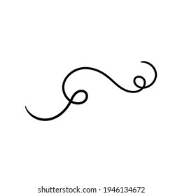 Swirl ornament stroke hand drawn. Ornamental curls with pen, swirls divider and filigree ornaments vector illustration. Black on white