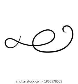 Swirl ornament stroke hand drawn. Ornamental curls with pen, swirls divider and filigree ornaments vector illustration. Black on white