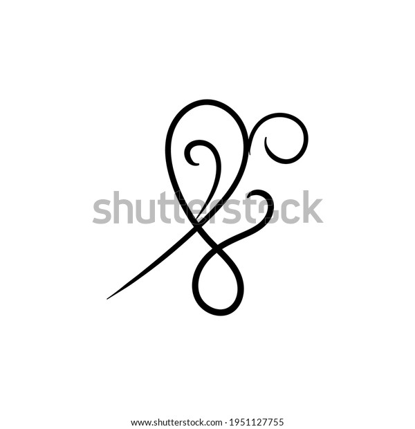 Swirl ornament stroke hand drawn. Ornamental curls\
with pen, swirls divider and filigree ornaments vector\
illustration. Black on\
white