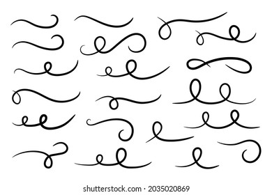 Swirl ornament stroke. Ornamental curls, swirls divider and filigree ornaments vector illustration set