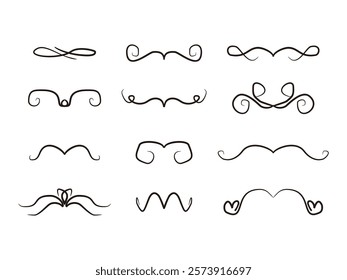 Swirl ornament stroke. Ornamental curls vector illustration on transparent background