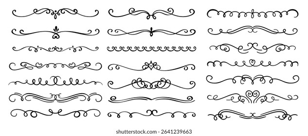 Swirl ornaments frames vintage borders corner dividers filigree elements calligraphy line decoration