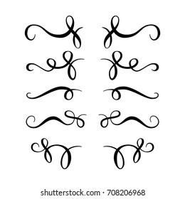 Swirl ornaments, typographic decoration elements, vector illustration