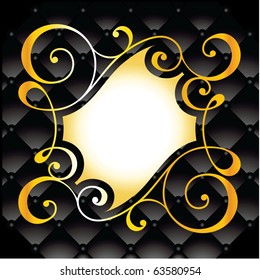 swirl ornate border on leather background