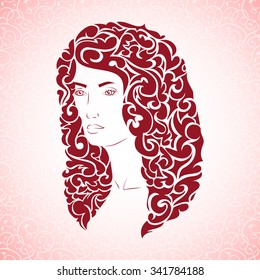 swirl ornate collection -  beautiful woman with  decorative hair