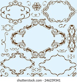 Swirl ornate set is on blue