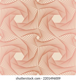 Swirl pattern in delicate pale pink thin lines showing rhythm and motion.  Vector seamless pattern design for textile, fashion, paper, packaging, wrapping and branding