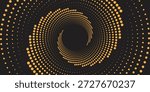 Swirl pattern with dots. Half ton circle on black background. Abstract background with dotted circles. Vector illustration.