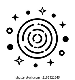 Swirl Planet and Stars Shape Flat Icon Design