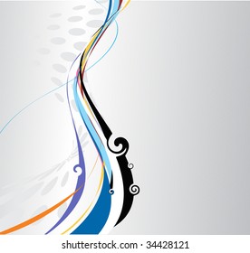 swirl rainbow wave line with halftone background