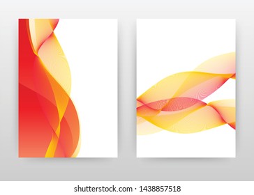 Swirl red yellow waved lines design for annual report, brochure, flyer, poster. Red yellow waving lined texture background vector illustration for flyer, leaflet, poster. Abstract A4 brochure template