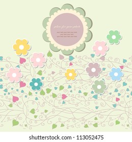 Swirl retro cute flower background vector eps 8
