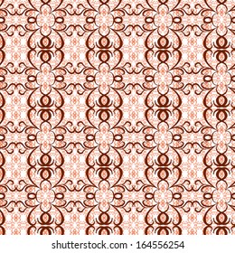 Swirl seamless pattern stylized with a hearts, hand drawing vector illustration