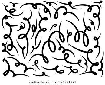 Swirl set hand drawn doodle art with black lines filling the paper. Creative abstract vector illustration suitable for wallpaper, drawing books, covers. Isolated on white background
