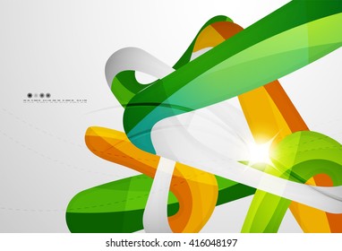 Swirl shape colorful line. Futuristic abstract background - color curve stripes and lines in motion concept and with light and shadow effects. Presentation banner and business card message design