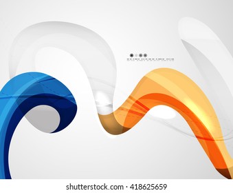 Swirl shape colorful line. Futuristic abstract background - color curve stripes and lines in motion concept and with light and shadow effects. Presentation banner and business card message design