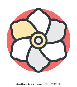 Swirl Shape Flower Colored Vector Icon