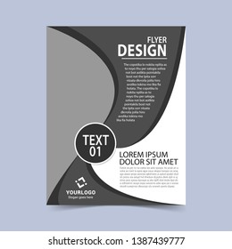 Swirl shape Vector flyer design template of gray. Vector illustration.