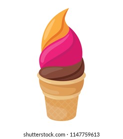 
Swirl shaped rainbow colored ice cream cone 
