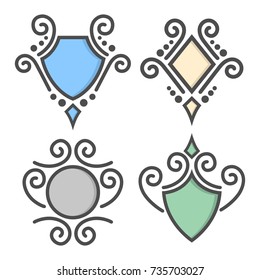 Swirl shield in colorful vintage style