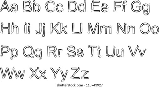 swirl sketching set of vector alphabet font symbols