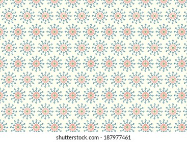 Swirl or spiral and circle pattern on light yellow background. Vintage and sweet seamless pattern for design