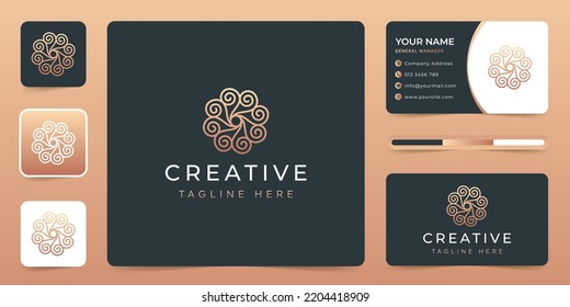 Swirl spiral flower logo template illustration design
