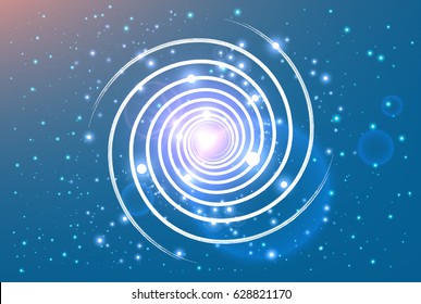 swirl spiral like galaxy with stasrs on background and shine in center