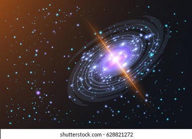 swirl spiral like galaxy with stasrs on background and shine in center