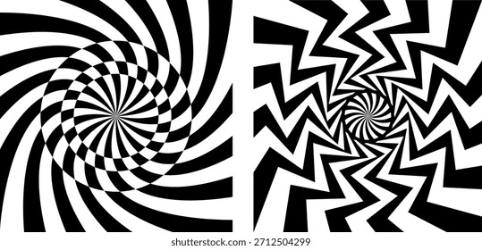 Swirl Spiral Pattern Set – Hypnotic Wavy Psychedelic Backgrounds Abstract Texture Collection