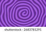 Swirl Spiral Purple Psychedelic Pattern. Groovy Halloween Retro Background. Abstract Vector Wavy Twirl Texture. Optical Illusion Hypno Spiral Bg