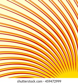 Swirl, spiral tricolor background. Radial thin rotating lines.