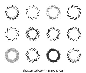 Swirl spiral vector design elements. Swirling round shapes icons.