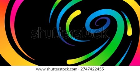 Swirl Spiral Vortex Pattern. Abstract Dynamic Color Gradient Line Whirlpool Effect. 3D Vibrant Swirling Vortex Background. Neon Light Wave Effects and Dynamic Comic Circular Motion.