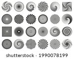 Swirl spirals. Spiral vortex motion elements, vertigo motion swirl spiral silhouettes vector illustration element set. Abstract spiral symbols. Spiral and swirl, modern vortex logotype circular