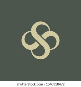 Swirl SS monogram, S flower logo mark, spinning icon, feminine and elegant letter SS with infinity element logo template .vector