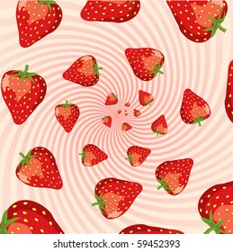 A swirl of strawberries on a twisting starburst. EPS10 vector format.