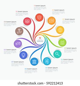 Swirl style infographic template with 11 options. Vector illustration.