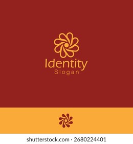  Swirl Sun Flower Monogram Logo with two colors of background.