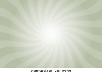 Swirl sunburst background. Abstract sage gray sunbeams design wallpaper. Colorful spinning lines background for template, banner, poster, flyer. Sweet rotating cartoon swirl or whirlpool.