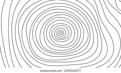 Swirl texture black and white background. Hand drawn line tunnel spiral twirl. Rectangle template. Vector illustration 1920x1080 ratio. svg
