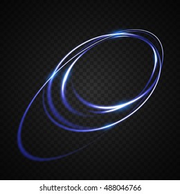 Swirl trail effect. Glowing light effect. Neon blurry circles at motion. Abstract vector illustration