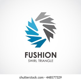Swirl triangle of unity abstract vector and logo design or template sphere business icon of company identity symbol concept
