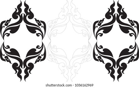 Swirl Tribal Doodle Wings Traditional Thai and Laos Artwork, Designed Concept for Artwork, Stencil, Tattoo, Logo, Symbol, Pattern, Texture Background, Woodworks, Ironworks, Vector Format