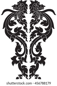 Swirl Tribal Floral Sheep, Monster face and Naga Head Vector Illustration, isolated on a white background, Zen doodles /  Laos style design

