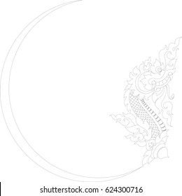 Swirl tribal Naga head with crescent moon silhouette vector format