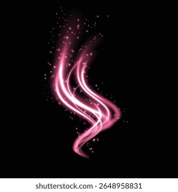Swirl, twirl, line, light, and pink create this luminous PNG. A transparent PNG Overlay with glowing spiral motion ideal for magical, elegant, or futuristic design and visual effects