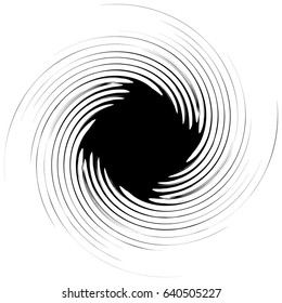 Swirl, twirl shape. Abstract geometric spiral isolated on white
